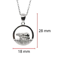 925 Sterling Silver 0.015cttw Canadian Diamond Mother Bear and Cub Pendant