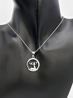925 Sterling Silver 0.015cttw Canadian Diamond Whale Tail Pendant