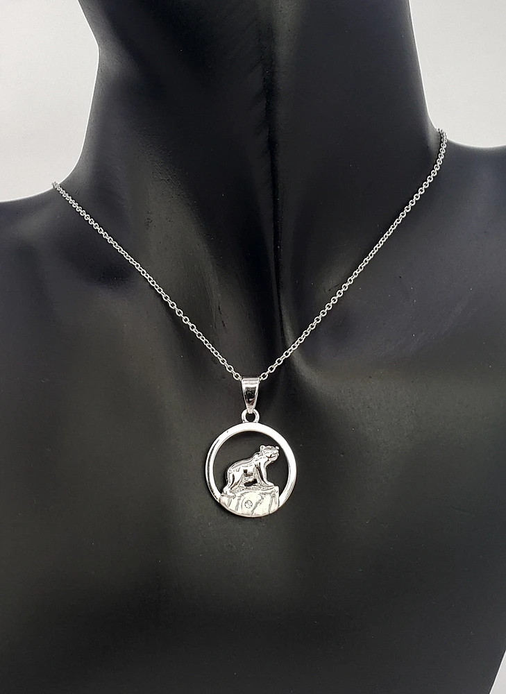 925 Sterling Silver 0.015cttw Canadian Diamond Nakoda Bear Pendant