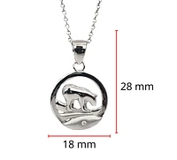 925 Sterling Silver 0.015cttw Canadian Diamond Spirit Bear Pendant