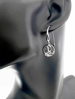 925 Sterling Silver 0.01cttw Canadian Diamond Howling Wolf Dangle Earrings