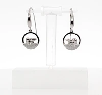 925 Sterling Silver 0.01cttw Canadian Diamond Mother Bear and Cub Dangle Earrings
