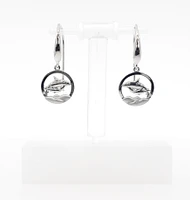 925 Sterling Silver 0.01cttw Canadian Diamond Mother Orca and Calf Dangle Earrings