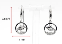 925 Sterling Silver 0.01cttw Canadian Diamond Mother Orca and Calf Dangle Earrings