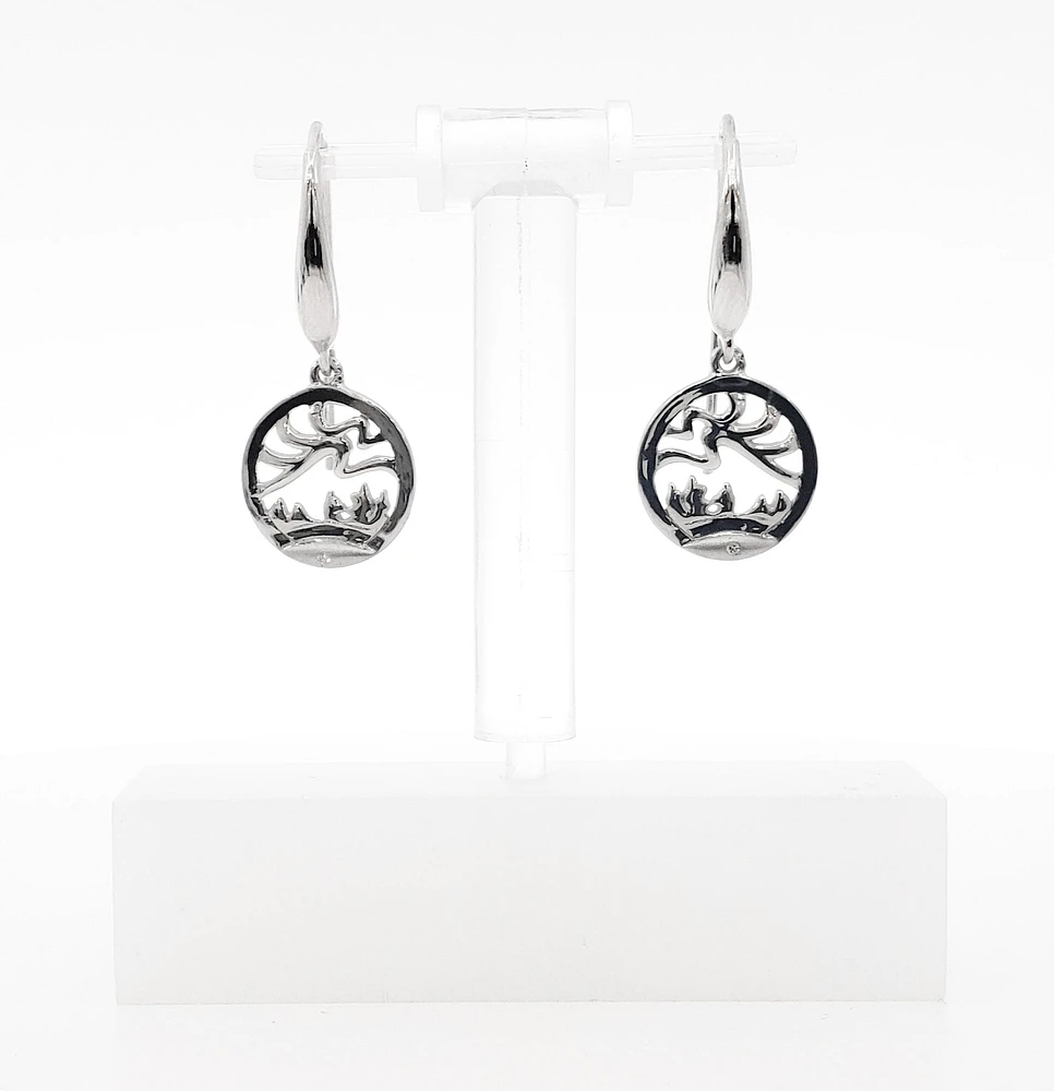 925 Sterling Silver 0.01cttw Canadian Diamond Aurora Dangle Earrings