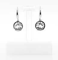 925 Sterling Silver 0.01cttw Canadian Diamond Aurora Dangle Earrings