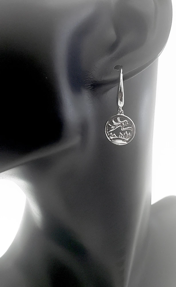 925 Sterling Silver 0.01cttw Canadian Diamond Aurora Dangle Earrings