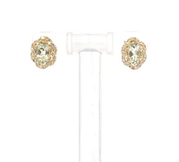 10K Yellow Gold Prasiolite / Green Amethyst and Diamond Earrings