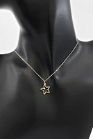 10K Yellow Gold 0.02cttw Diamond Star Pendant, 18"