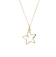 10K Yellow Gold 0.02cttw Diamond Star Pendant, 18"