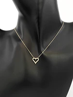 10K Yellow Gold 0.125cttw Diamond Heart Pendant, 18"