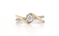10K White and Yellow Gold 0.36cttw Round Brilliant Cut Diamond Engagement Ring, 6.5 - /