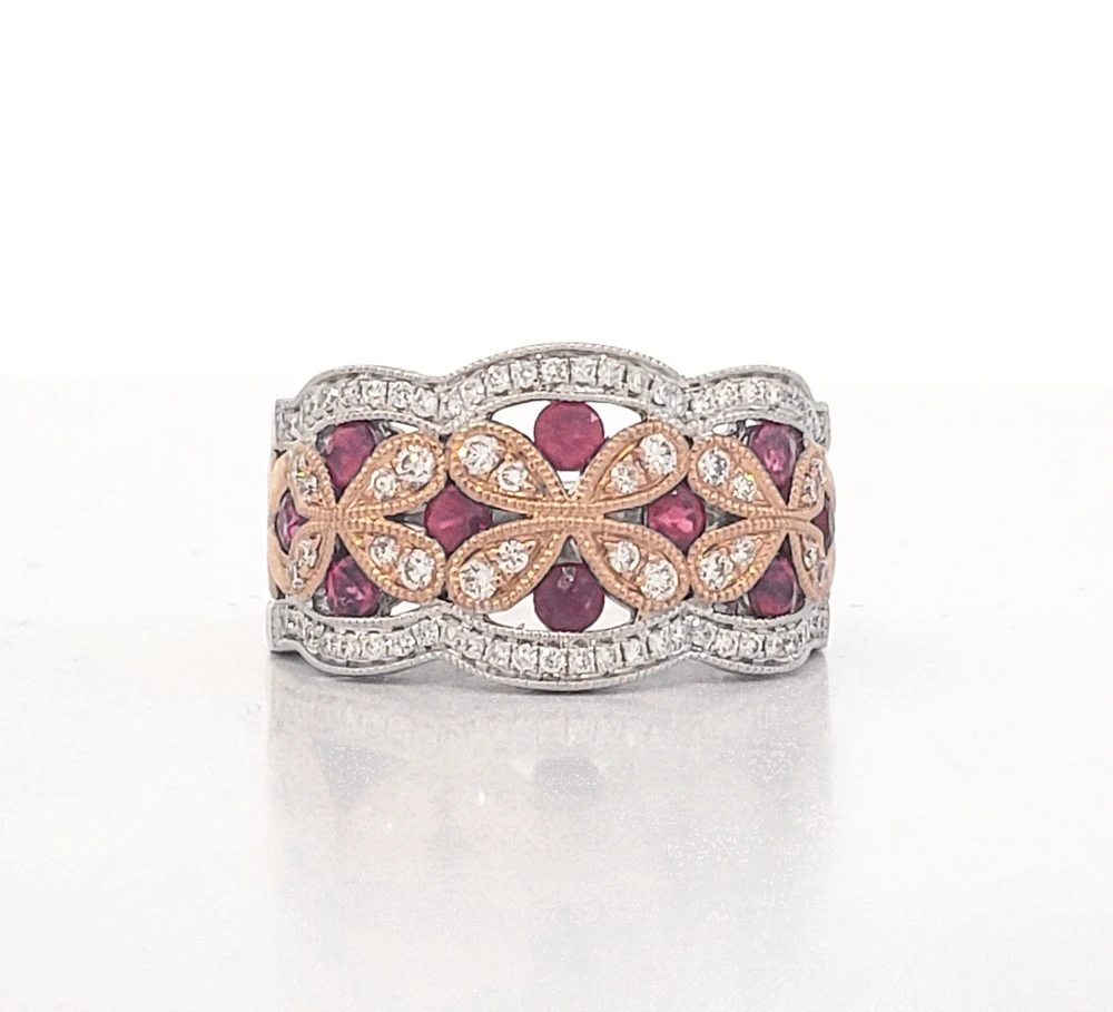 14K White Gold 0.72cttw Ruby and 0.42cttw Diamond Ring - Size 6.5