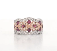 14K White Gold 0.72cttw Ruby and 0.42cttw Diamond Ring - Size 6.5