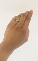 14K White Gold 1.03cttw Oval Cut Emeralds and 0.23cttw Diamond Ring - Size 7
