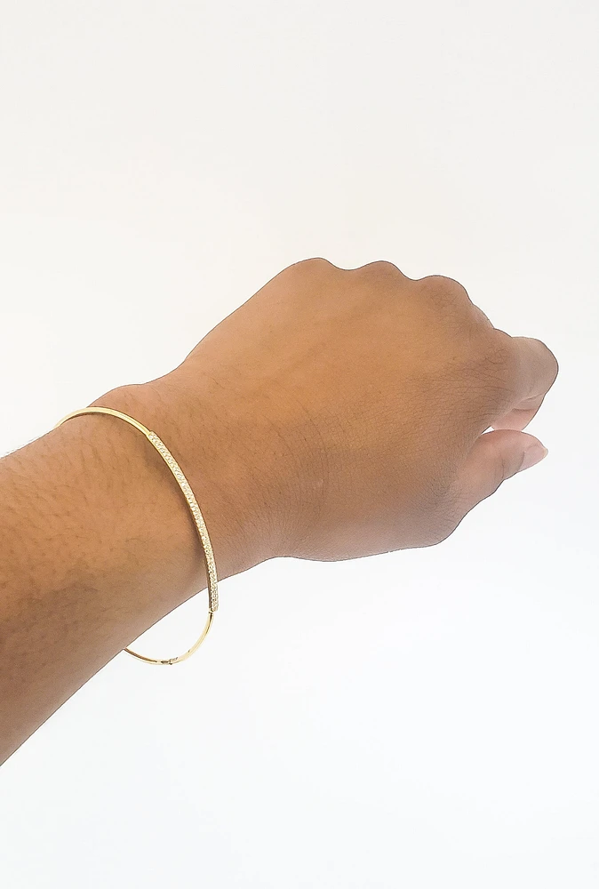 14K Yellow Gold 0.29cttw Diamond Cuff Bangle