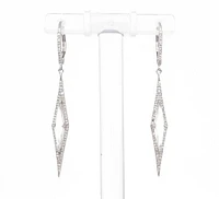 14K White Gold White Topaz and Diamond Dangle Earrings