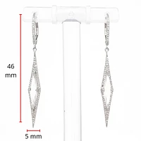 14K White Gold White Topaz and Diamond Dangle Earrings