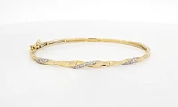 10K Yellow Gold 0.17cttw Diamond Bangle, 7"