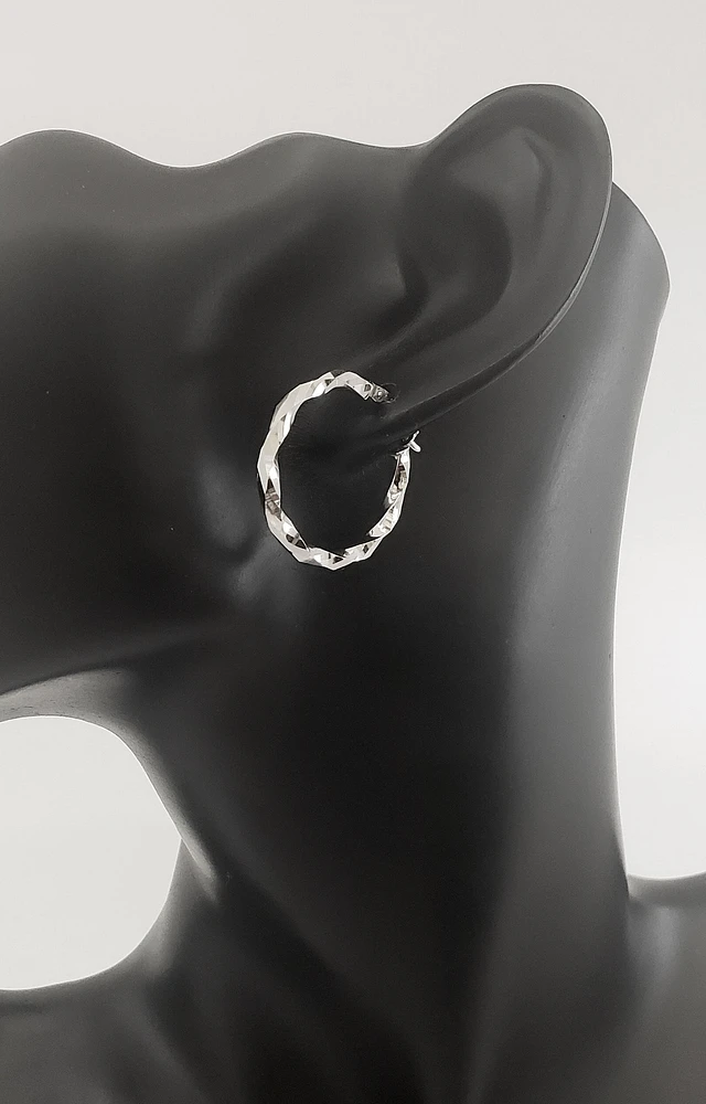 10K White Gold 27mm Earrings