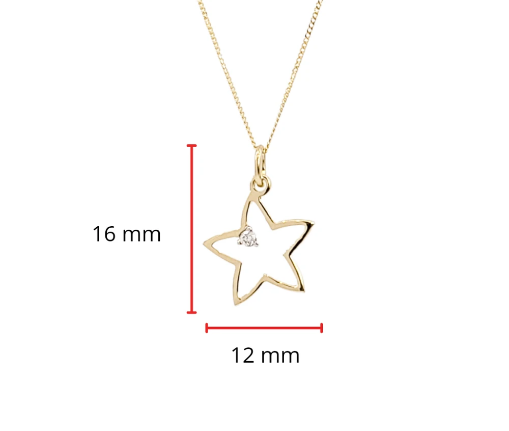 10K Yellow Gold 0.02cttw Diamond Star Pendant, 18"