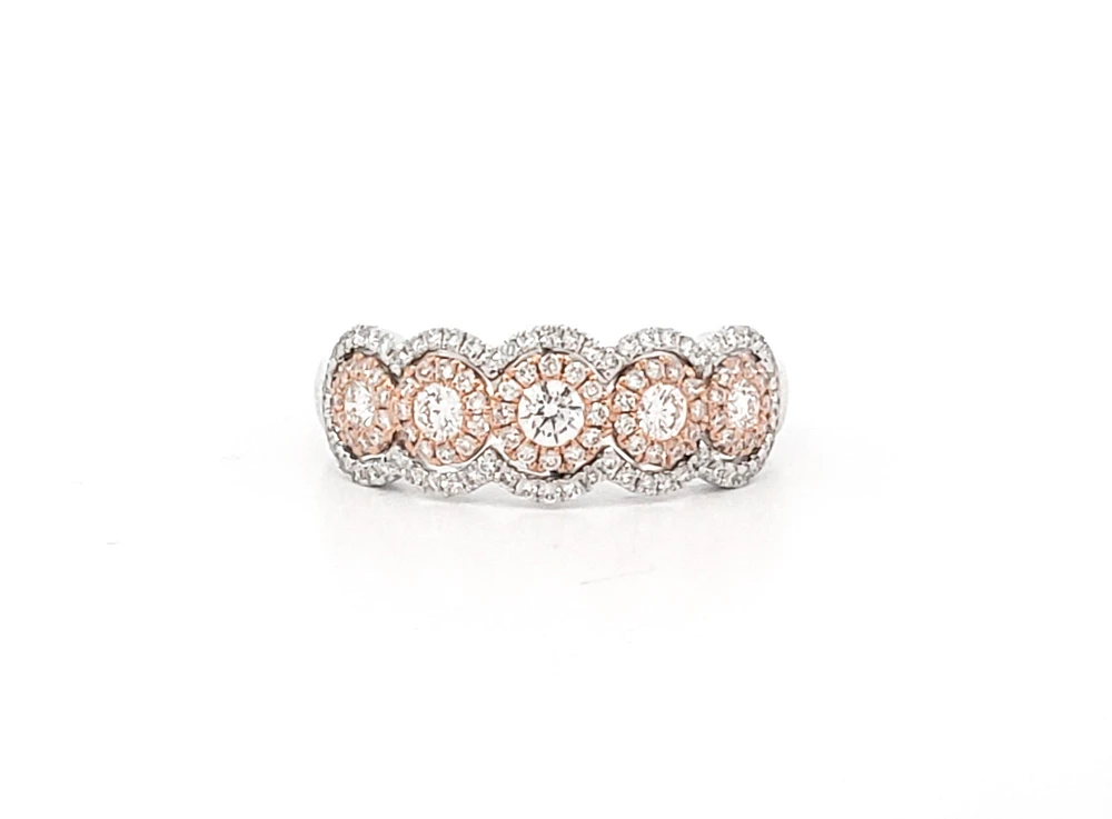 14K White & Rose Gold 0.66cttw Diamond Halo Ring, size 6