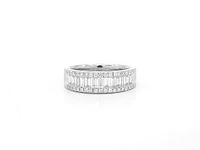 14K White Gold 0.97cttw Baguette Cut & Round Brilliant Cut Diamond Ring, size 6