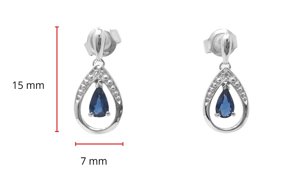 10K White Gold Sapphire and Diamond Earrings
