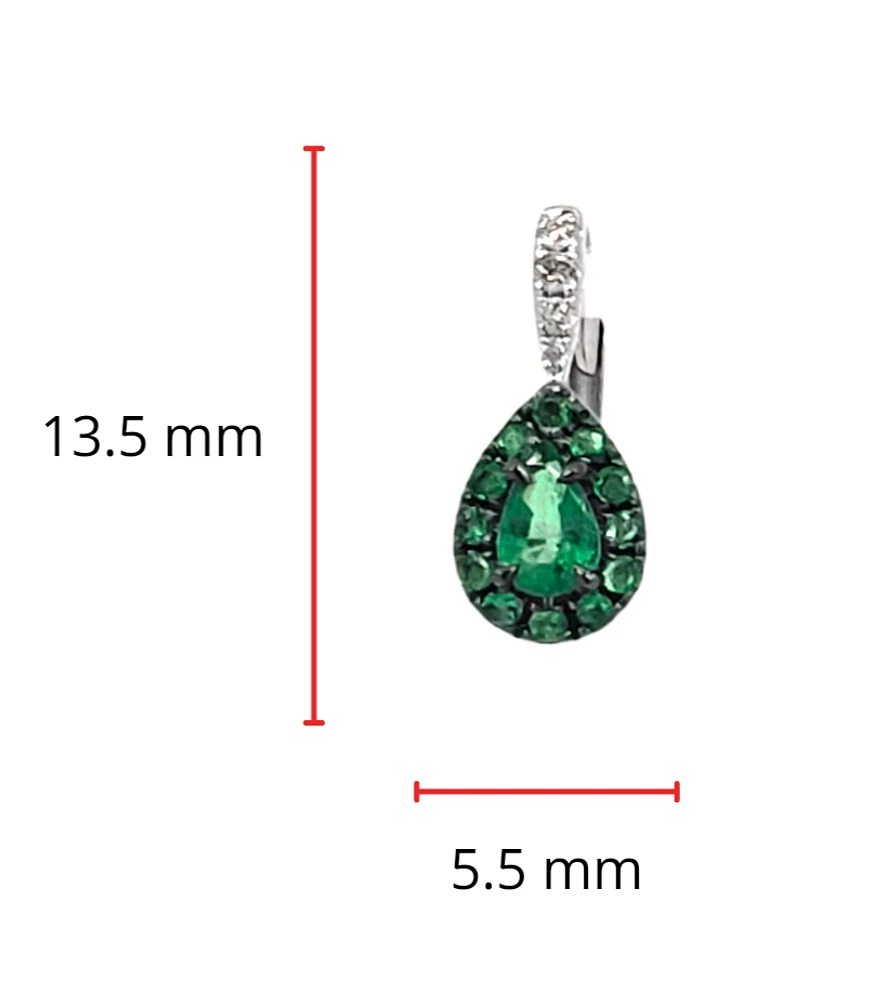 10K White Gold 0.60cttw Emerald and 0.06cttw Diamond Halo Lever Back Earrings