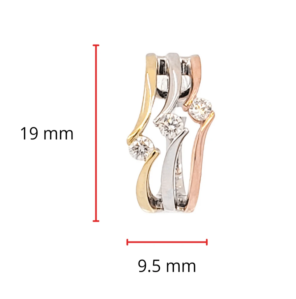 14K Tri Tone Gold 0.54cttw Diamond Hoop Earrings