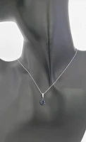 10K White Gold 0.63cttw Sapphire and 0.052cttw Diamond Halo Pendant - 18 inches