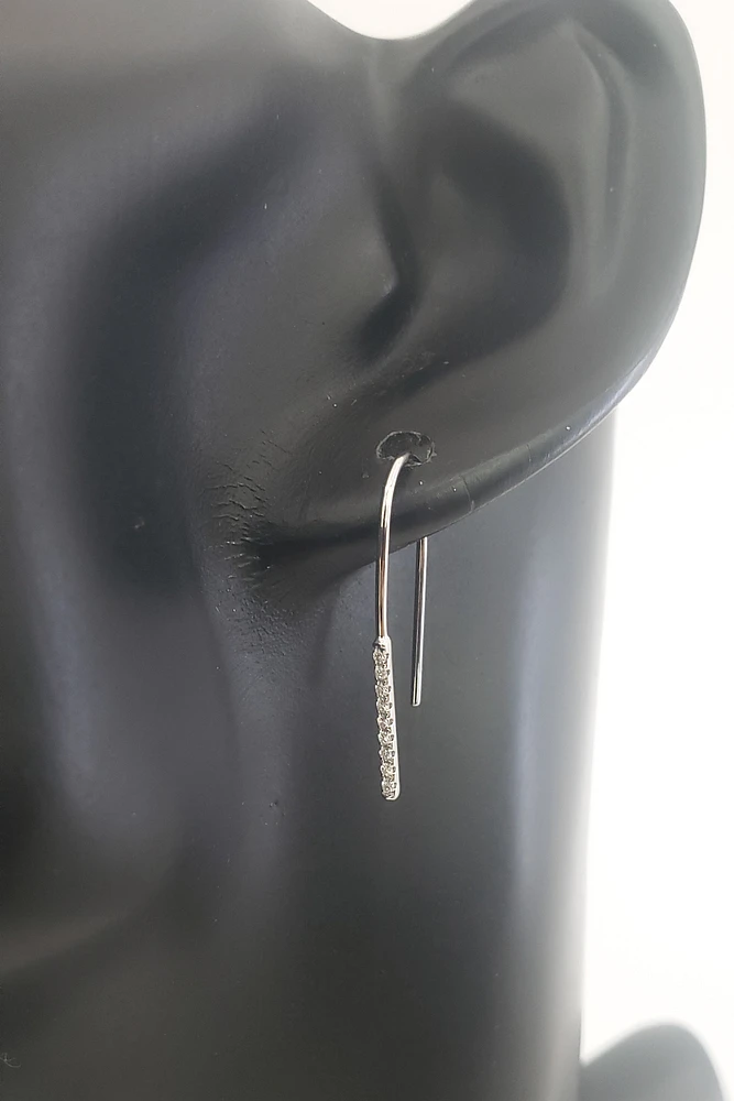 14K White Gold 0.09cttw Diamond Dangle Earrings