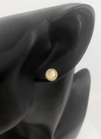 14K Yellow Gold 0.96cttw Opal and 0.10cttw Diamond Halo Earrings