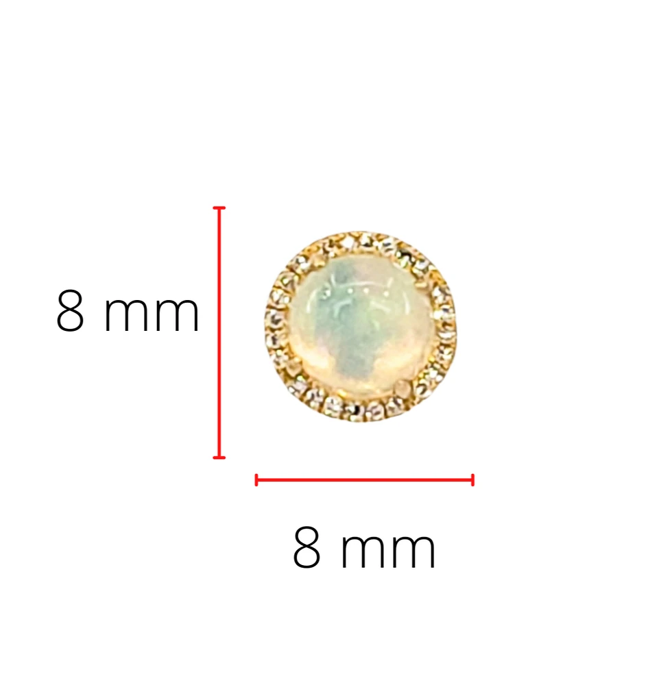 14K Yellow Gold 0.96cttw Opal and 0.10cttw Diamond Halo Earrings