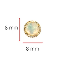14K Yellow Gold 0.96cttw Opal and 0.10cttw Diamond Halo Earrings