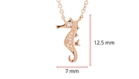 14K Rose Gold 0.03cttw Diamond Seahorse Pendant, 18"