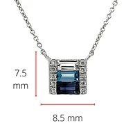 14K White Gold Blue Sapphire, Blue Topaz and White Topaz and Diamond Necklace, 18"
