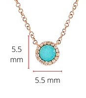 14K Rose Gold 0.18cttw Turquoise and 0.04cttw Diamond Necklace, 18"