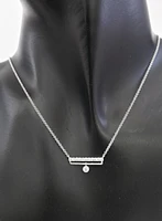 14K White Gold 0.18cttw Diamond Bar Pendant, 18"