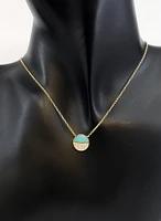 14K Yellow Gold 0.48cttw Turquoise and 0.08cttw Diamond Necklace, 18"