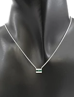 14K White Gold Emerald and Diamond Necklace, 18"