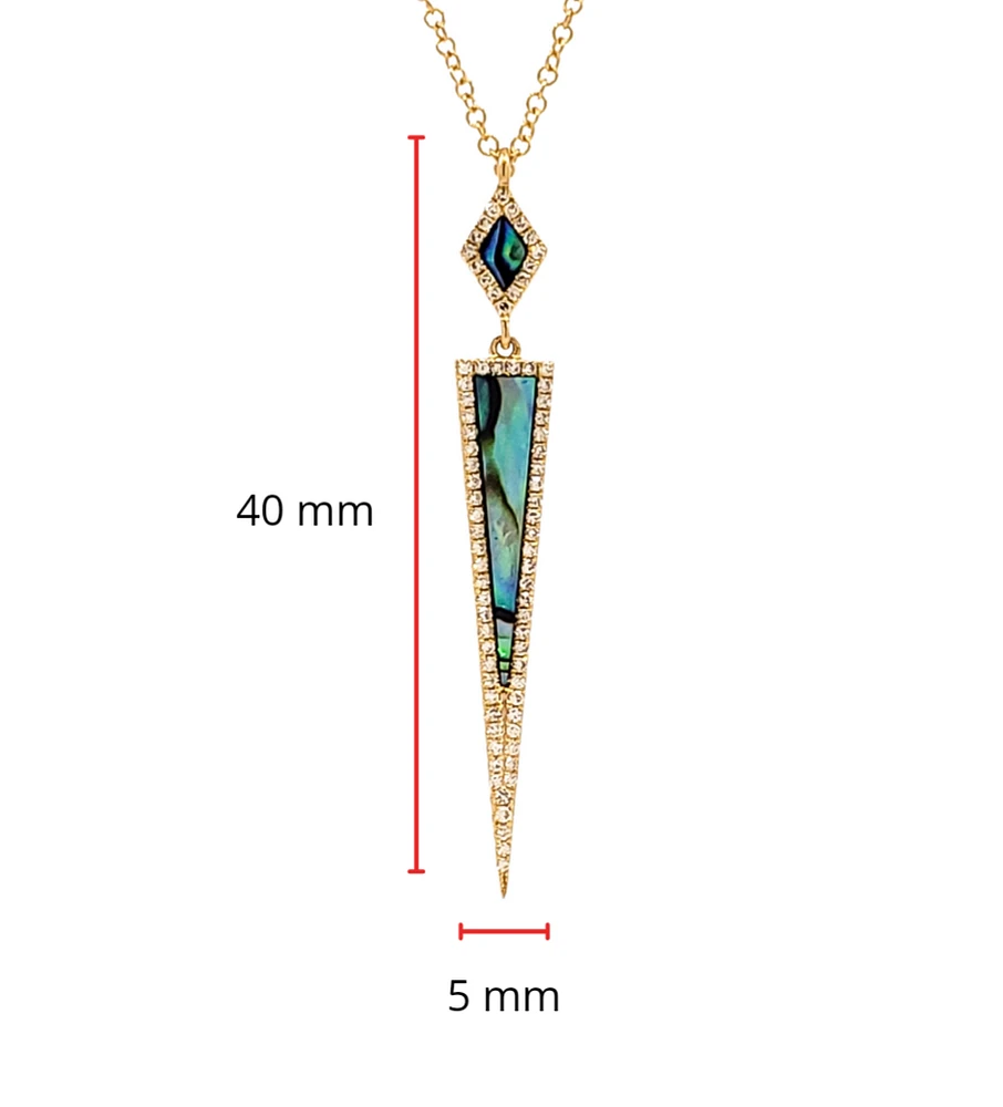 14K Yellow Gold Abalone Shell and 0.17cttw Diamond Necklace, 18"