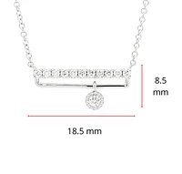 14K White Gold 0.18cttw Diamond Bar Pendant, 18"