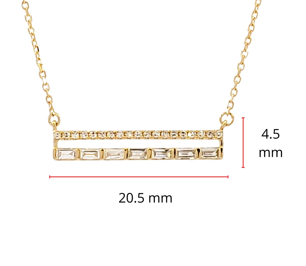 14K Yellow Gold 0.22cttw Diamond Bar Pendant, 18"