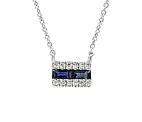 14K White Gold Sapphire and Diamond Necklace, 18"