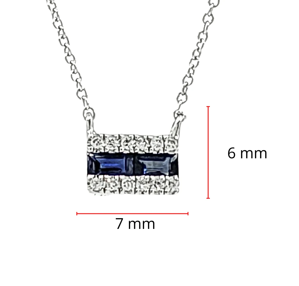 14K White Gold Sapphire and Diamond Necklace, 18"