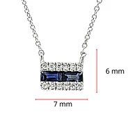 14K White Gold Sapphire and Diamond Necklace, 18"