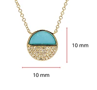 14K Yellow Gold 0.48cttw Turquoise and 0.08cttw Diamond Necklace, 18"