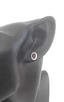 18K White Gold Ruby and Diamond Halo Stud Earrings