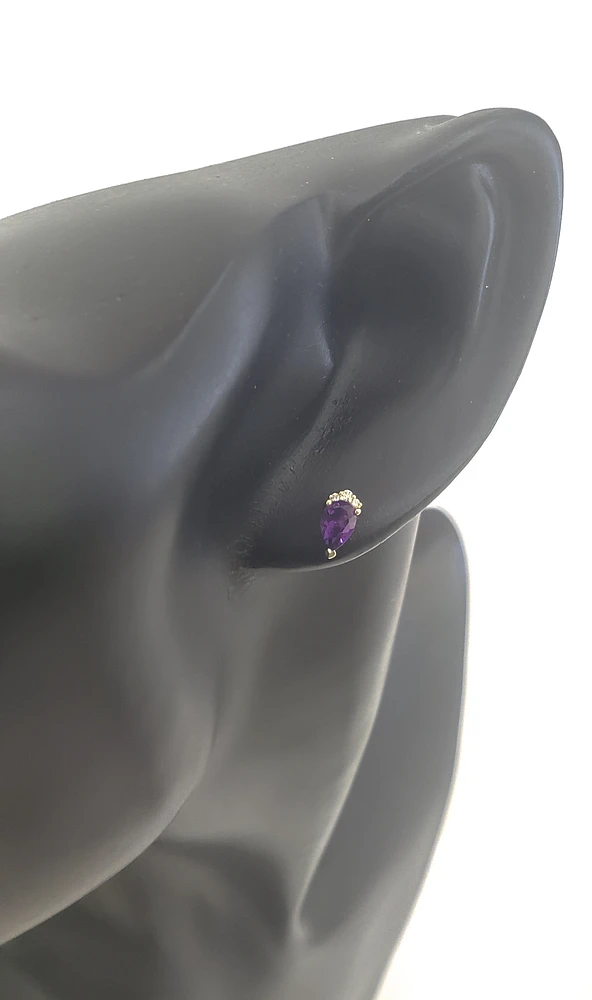 10K Gold Amethyst and Diamond Earrings